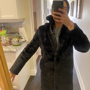 Aritzia Black faux fur coat